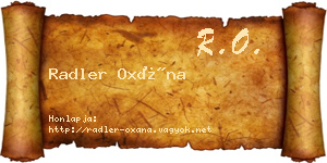 Radler Oxána névjegykártya